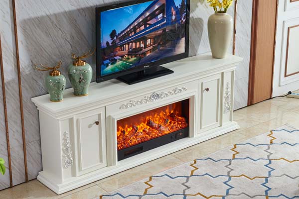 side view of electric fireplace cabinets 