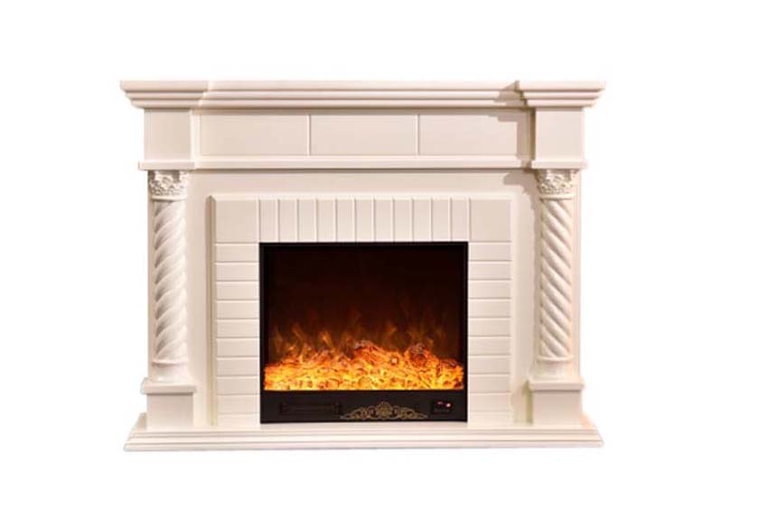 Front view of real looking electric fireplace