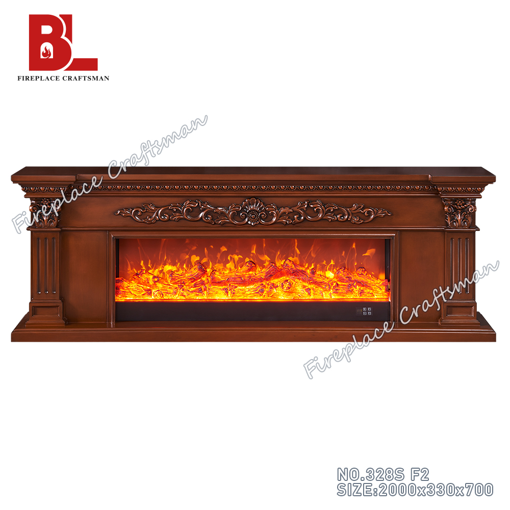 cherry wood electric fireplace