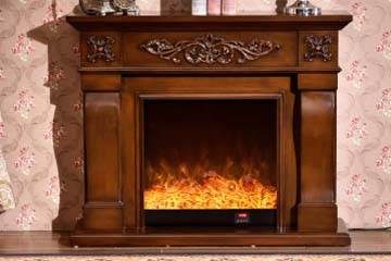 electric fireplace with mantel and hearth