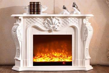 front view of electric fireplace surround