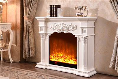 Side view of most realistic electric fireplace 