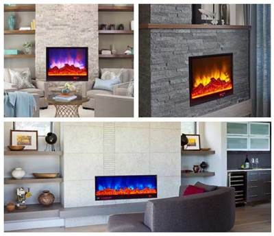 recessed wall mounted electric fireplace insert