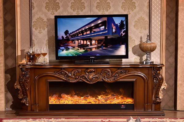 oak finish electric fireplace tv stand